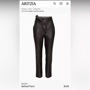 NWT Aritzia Vegan Black Belted Leather Pants